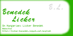 benedek licker business card